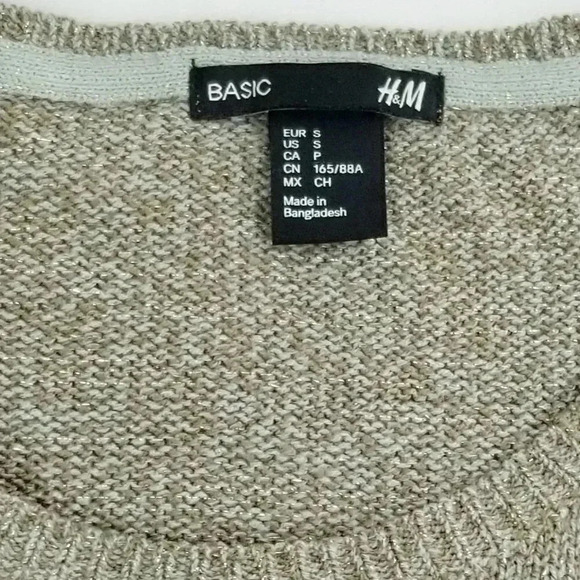 H&M Basic Small Tan Metallic Thread Sweater Women - Picture 3 of 5